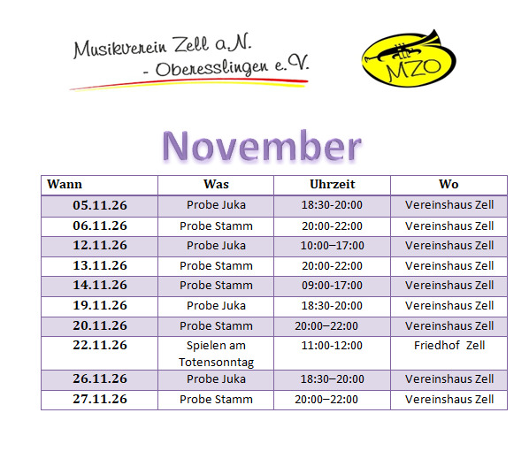 2026 Termine November